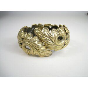 Tortolani Bracelet MCM Designer Goldtone Leaf Bracelet Hinged Statement Vintage